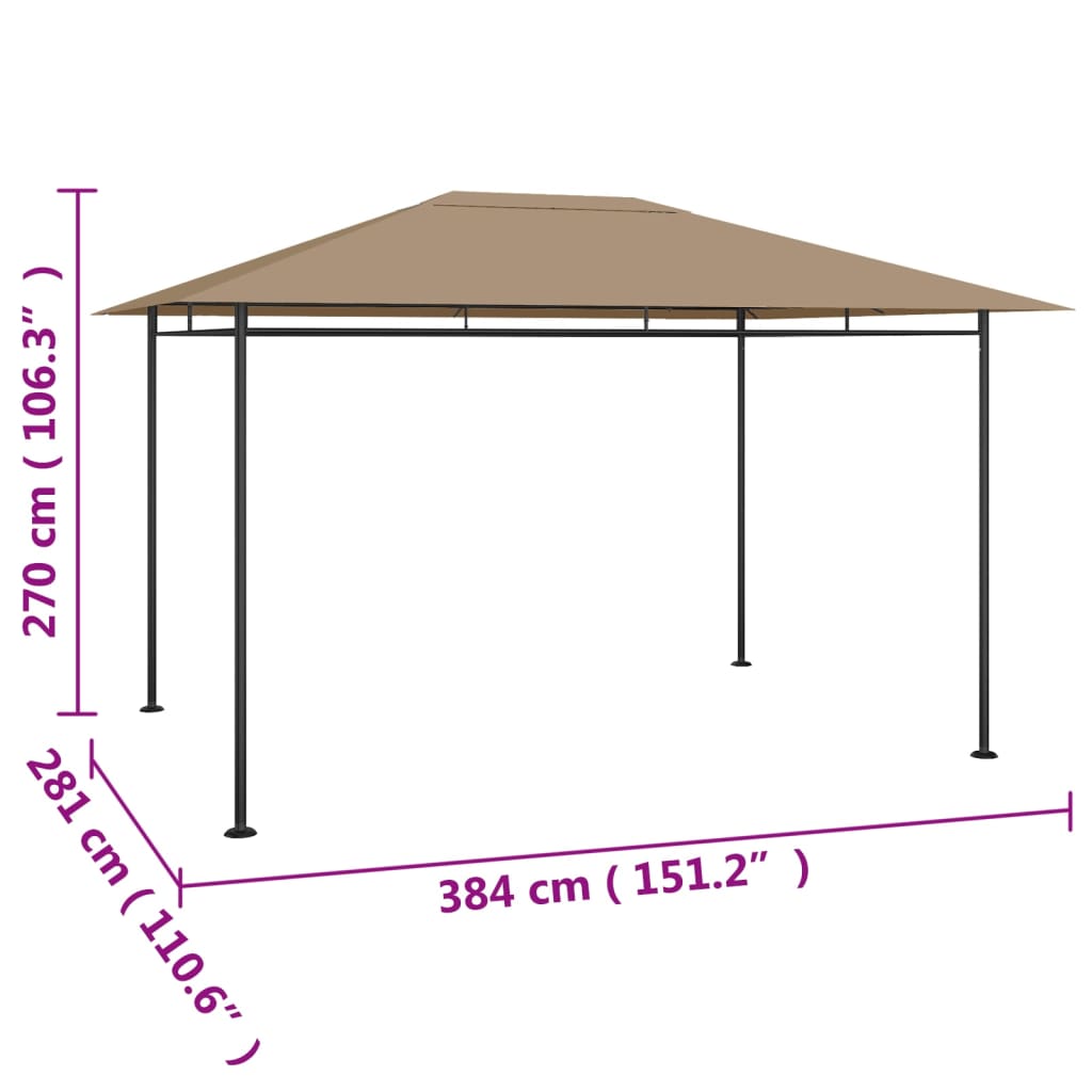 Sjenica 384x281x270 cm smeđe-siva 180 g/m²