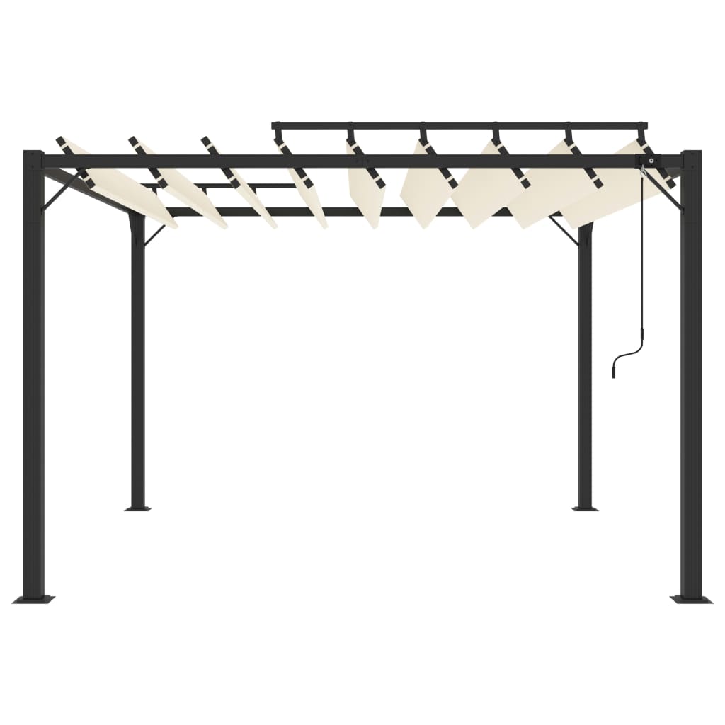Sjenica s rešetkastim krovom 3 x 3 m krem tkanina i aluminij
