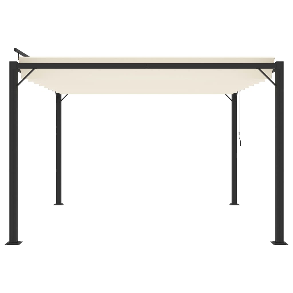 Sjenica s rešetkastim krovom 3 x 3 m krem tkanina i aluminij