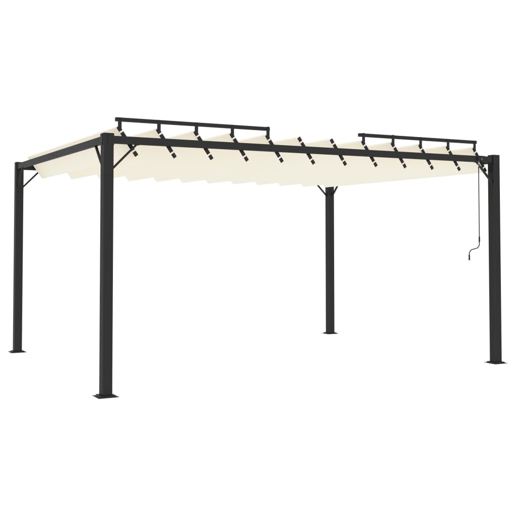 Sjenica s rešetkastim krovom 3 x 4 m krem tkanina i aluminij