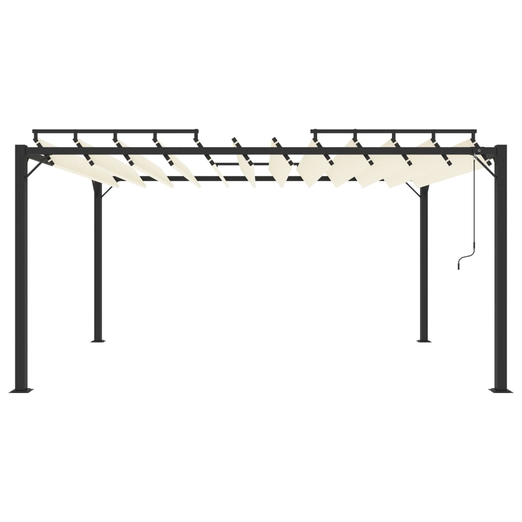 Sjenica s rešetkastim krovom 3 x 4 m krem tkanina i aluminij