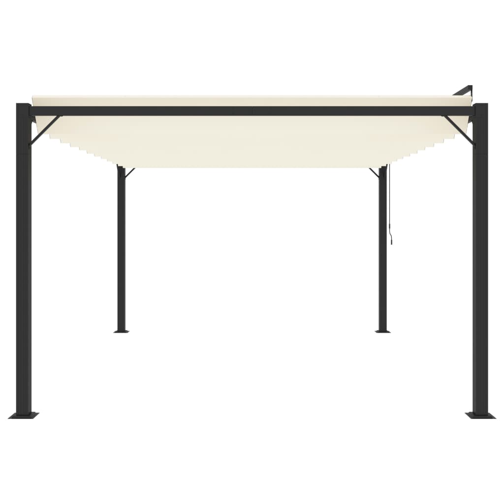 Sjenica s rešetkastim krovom 3 x 4 m krem tkanina i aluminij