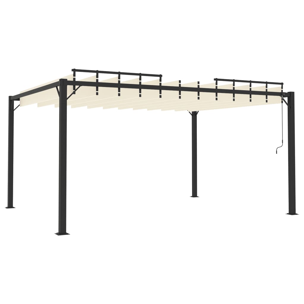 Sjenica s rešetkastim krovom 3 x 4 m krem tkanina i aluminij