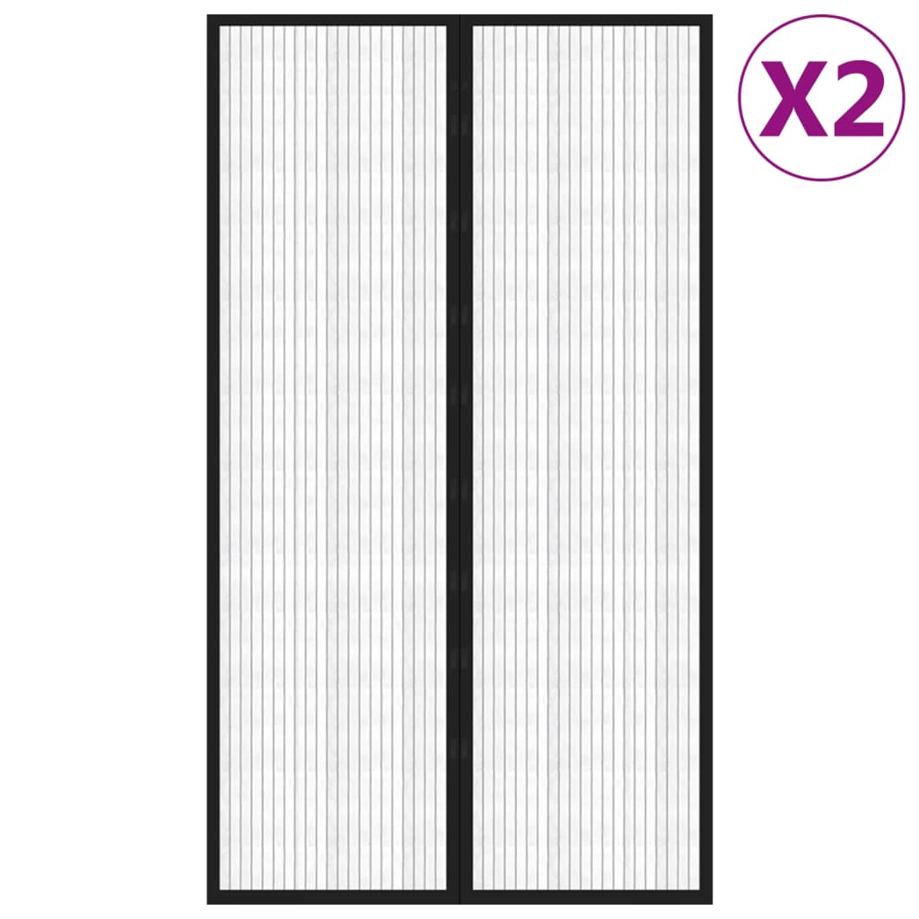 Zastori protiv insekata 2 kom s magnetima 200 x 80 cm crni