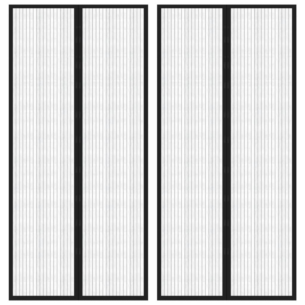 Zastori protiv insekata 2 kom s magnetima 220 x 110 cm crni