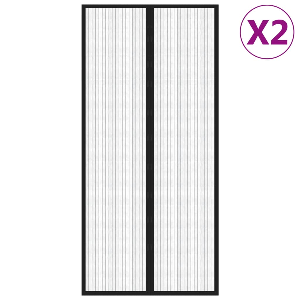 Zastori protiv insekata 2 kom s magnetima 220 x 110 cm crni