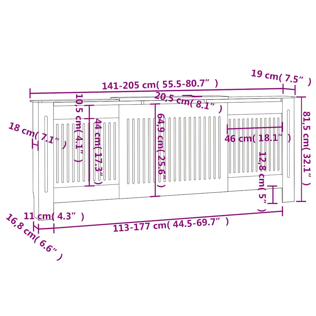 Pokrov za radijator konstruirano drvo 205 cm