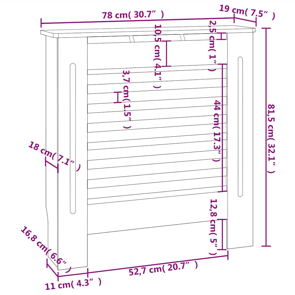Pokrov za radijator MDF 78 cm