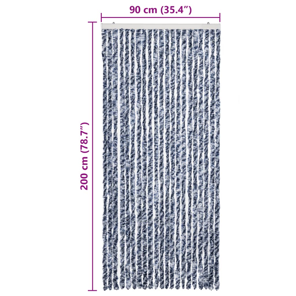 Zastor protiv insekata plavo-bijeli 90 x 200 cm šenil