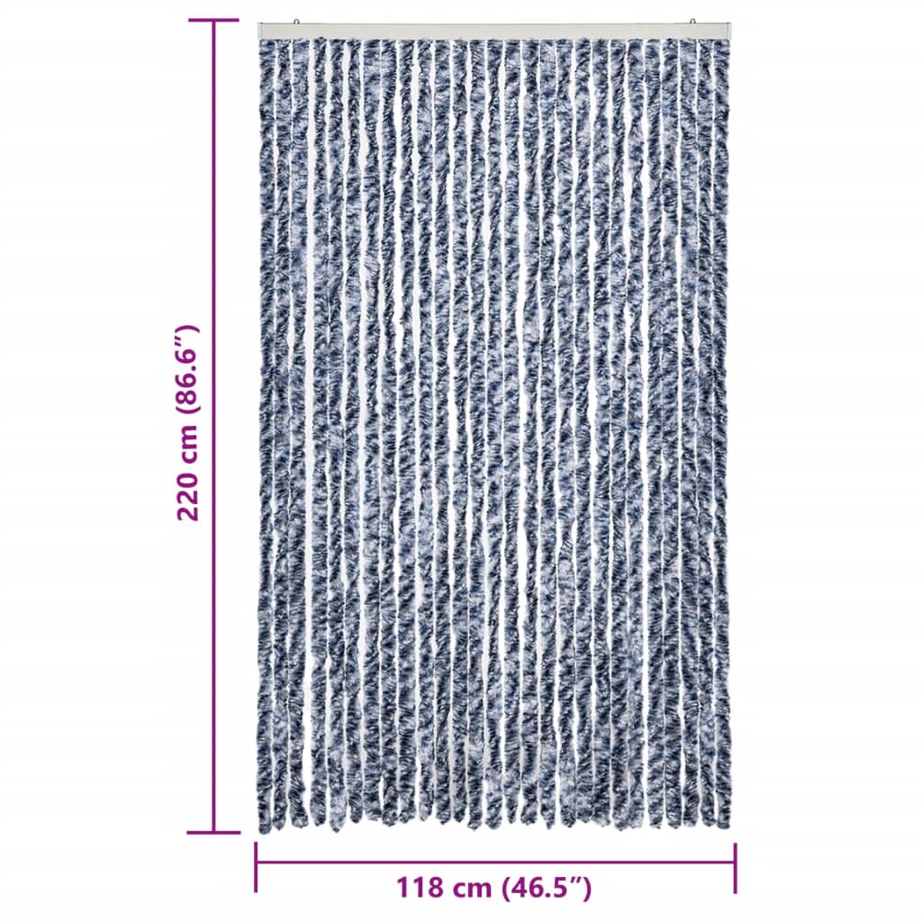 Zastor protiv insekata plavo-bijeli 118 x 220 cm šenil