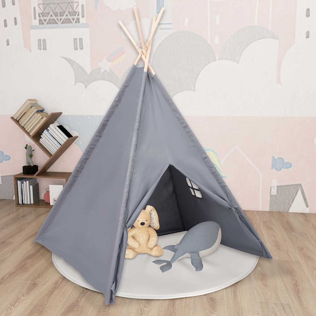 Dječji šator tipi od breskvine kore sivi 120 x 120 x 150 cm