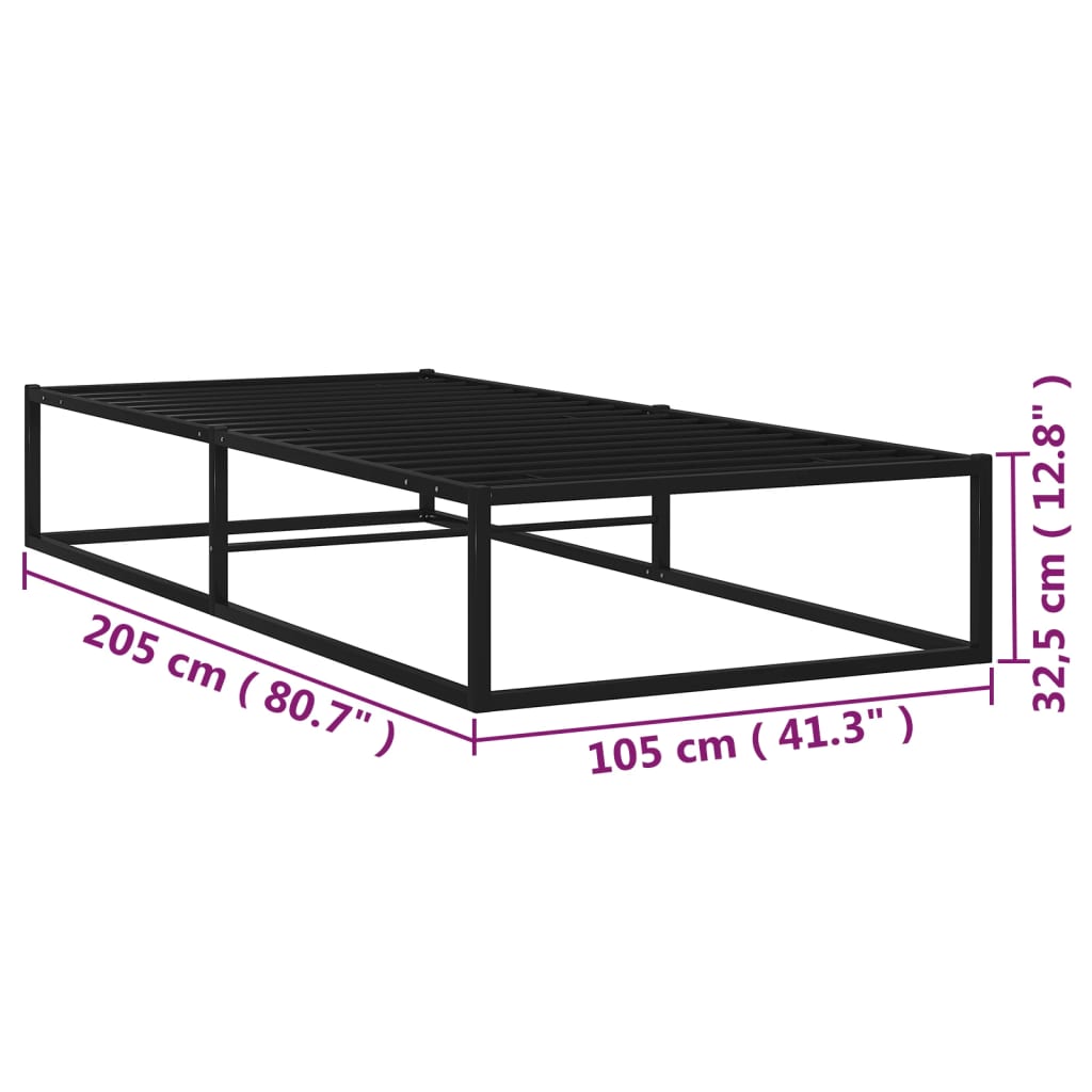 Okvir za krevet crni metalni 100 x 200 cm