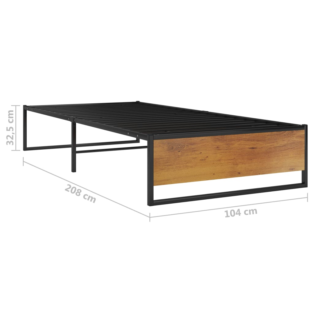 Okvir za krevet crni metalni 100 x 200 cm