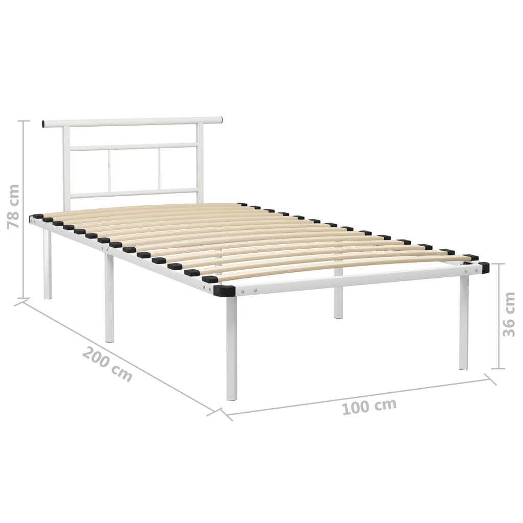 Okvir za krevet bijeli metalni 100 x 200 cm