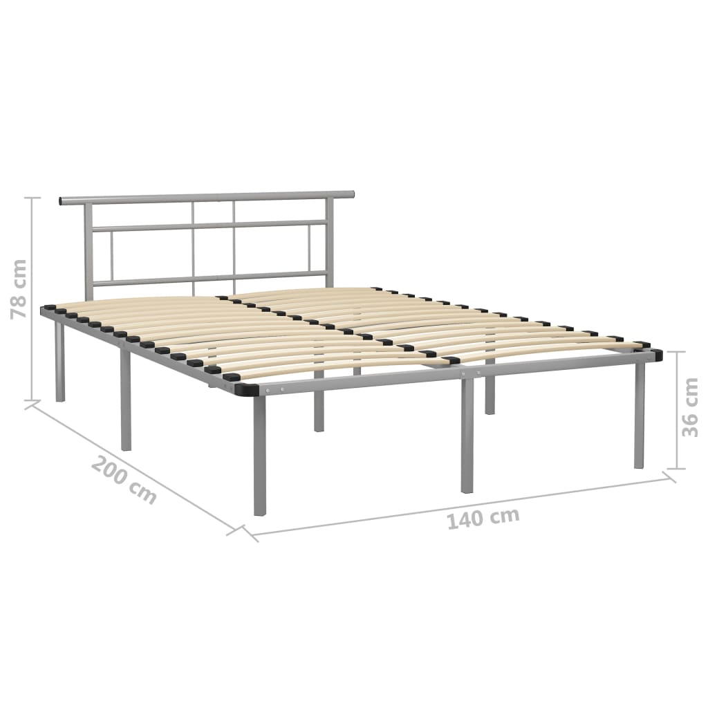 Okvir za krevet sivi metalni 140 x 200 cm