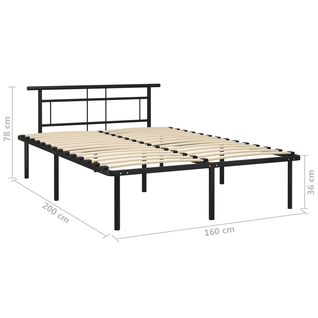 Okvir za krevet crni metalni 160 x 200 cm
