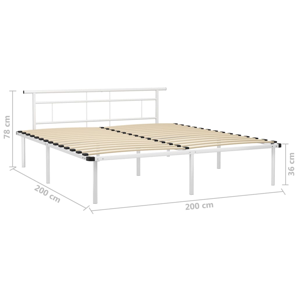 Okvir za krevet bijeli metalni 200 x 200 cm
