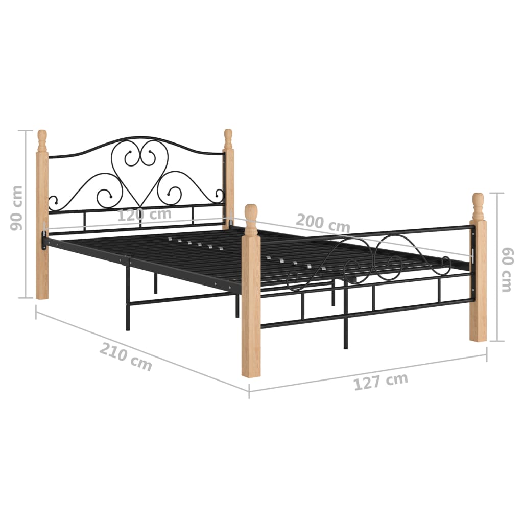 Okvir za krevet crni metalni 120 x 200 cm