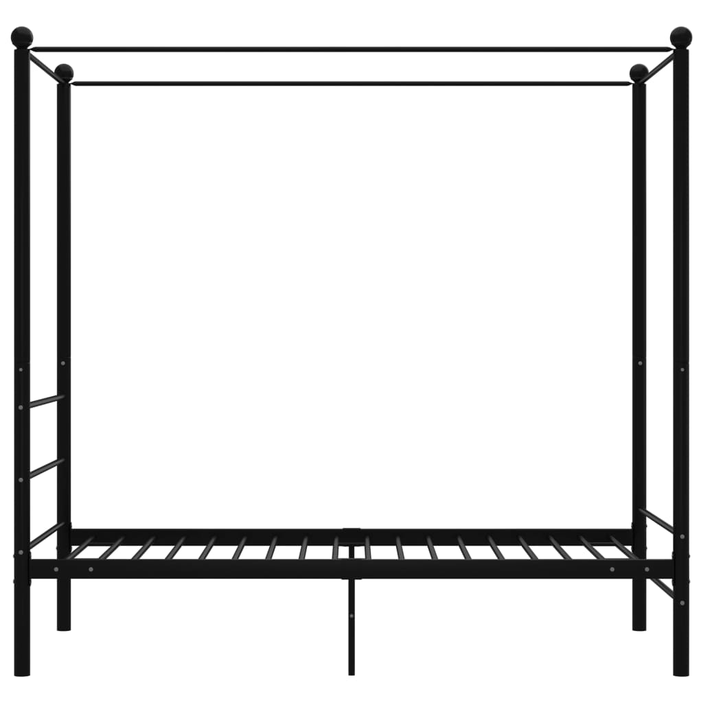 Okvir za krevet s nadstrešnicom crni metalni 90 x 200 cm