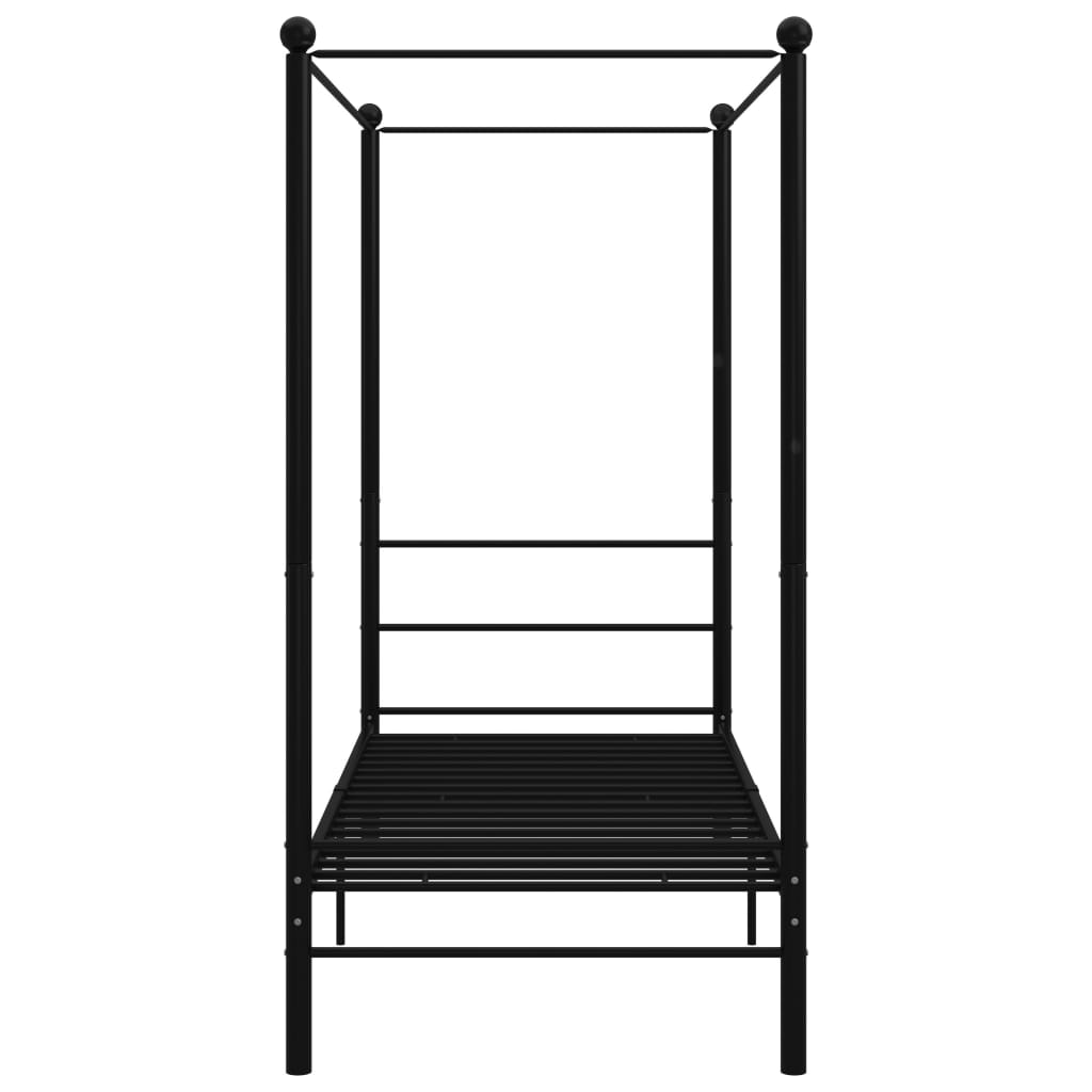 Okvir za krevet s nadstrešnicom crni metalni 90 x 200 cm