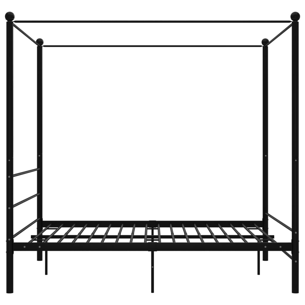 Okvir za krevet s nadstrešnicom crni metalni 160 x 200 cm