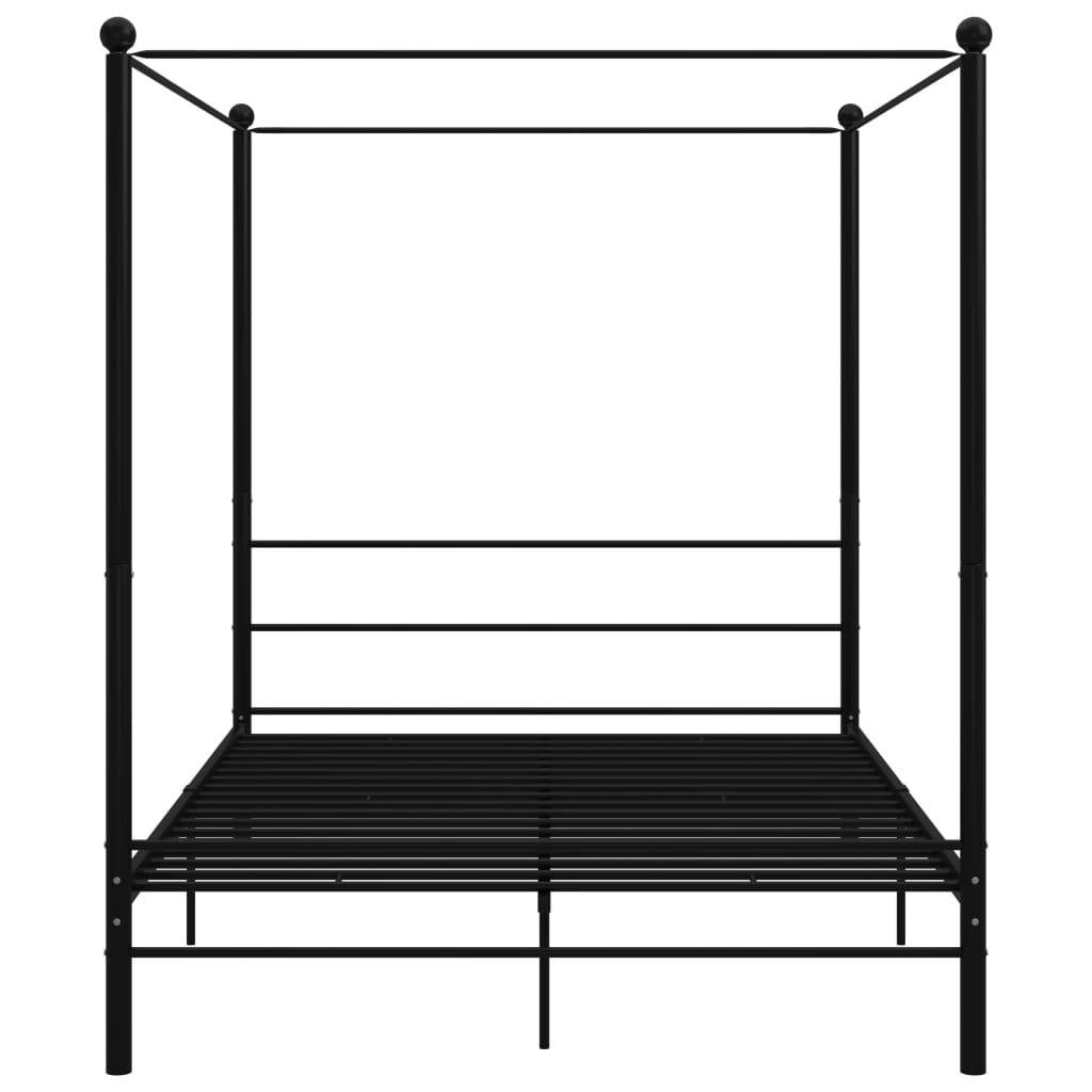 Okvir za krevet s nadstrešnicom crni metalni 160 x 200 cm