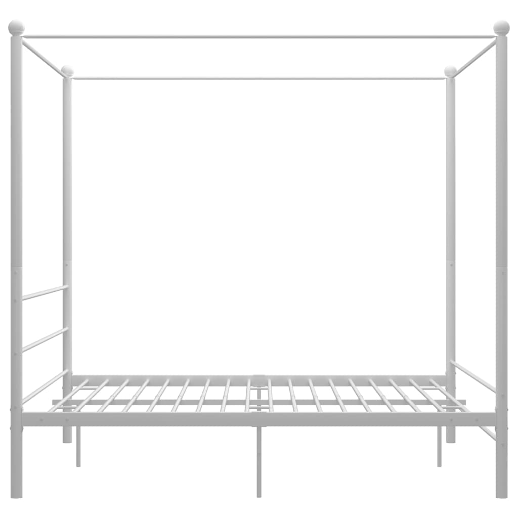 Okvir za krevet s nadstrešnicom bijeli metalni 160 x 200 cm