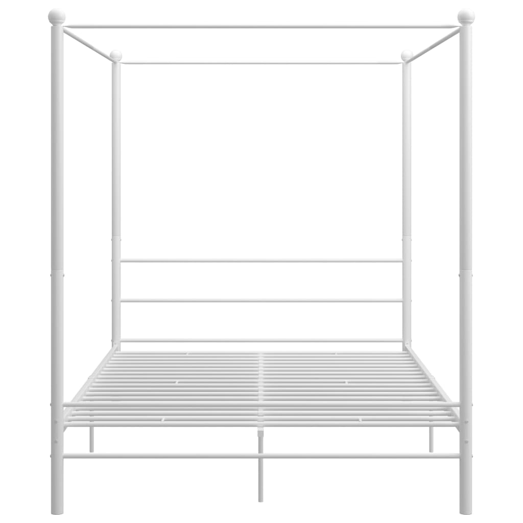 Okvir za krevet s nadstrešnicom bijeli metalni 160 x 200 cm