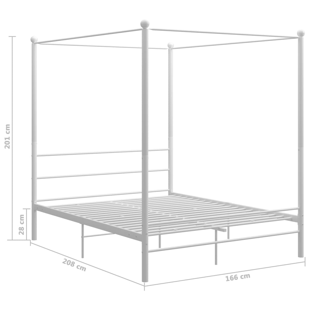 Okvir za krevet s nadstrešnicom bijeli metalni 160 x 200 cm