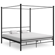 Okvir za krevet s nadstrešnicom crni metalni 180 x 200 cm