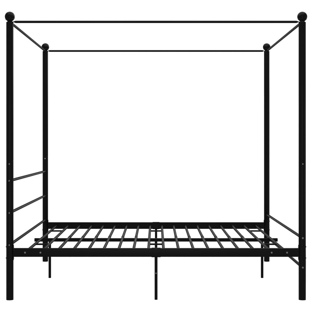 Okvir za krevet s nadstrešnicom crni metalni 180 x 200 cm
