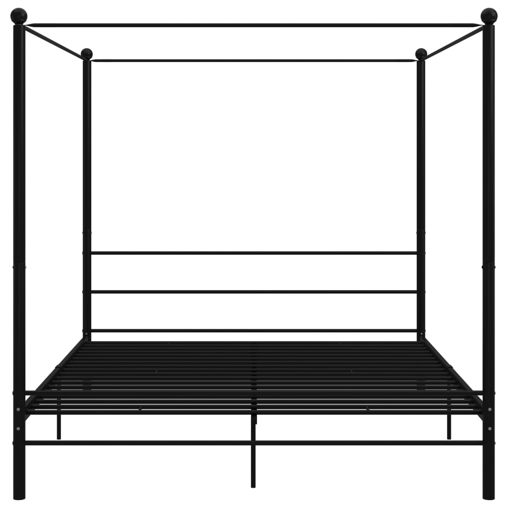Okvir za krevet s nadstrešnicom crni metalni 180 x 200 cm