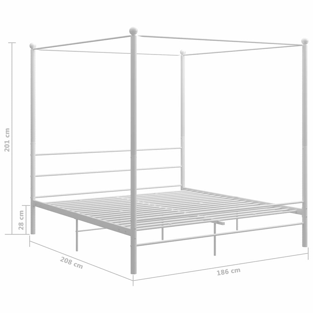 Okvir za krevet s nadstrešnicom bijeli metalni 180 x 200 cm