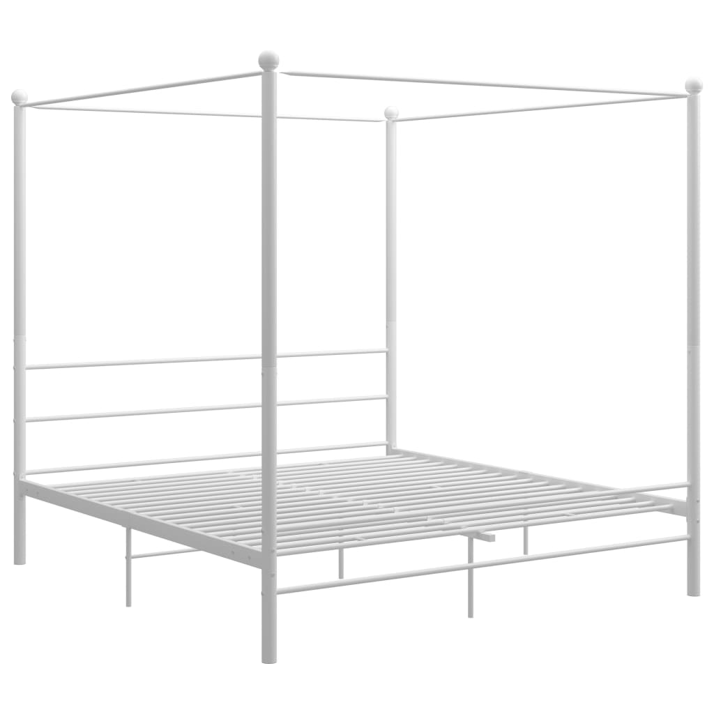 Okvir za krevet s nadstrešnicom bijeli metalni 200 x 200 cm