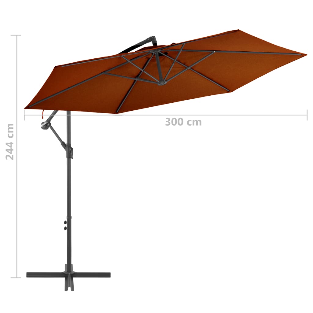 Konzolni vrtni suncobran s aluminijskim stupom 300 cm terakota