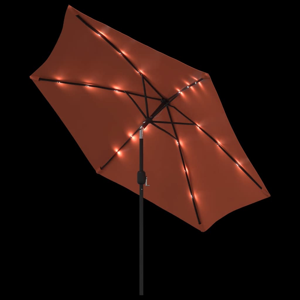 Vrtni suncobran LED s čeličnim stupom 300 cm terakota