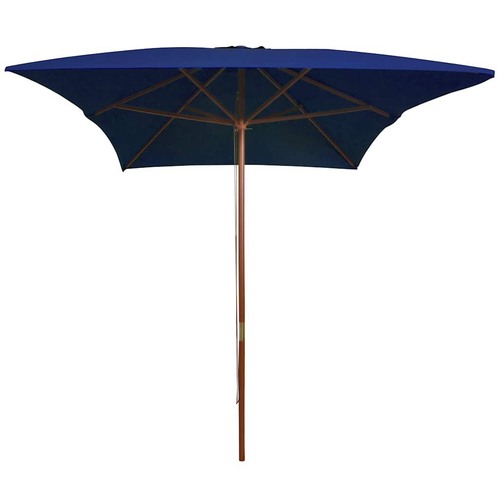 Vrtni suncobran s drvenim stupom 200 x 300 cm plavi