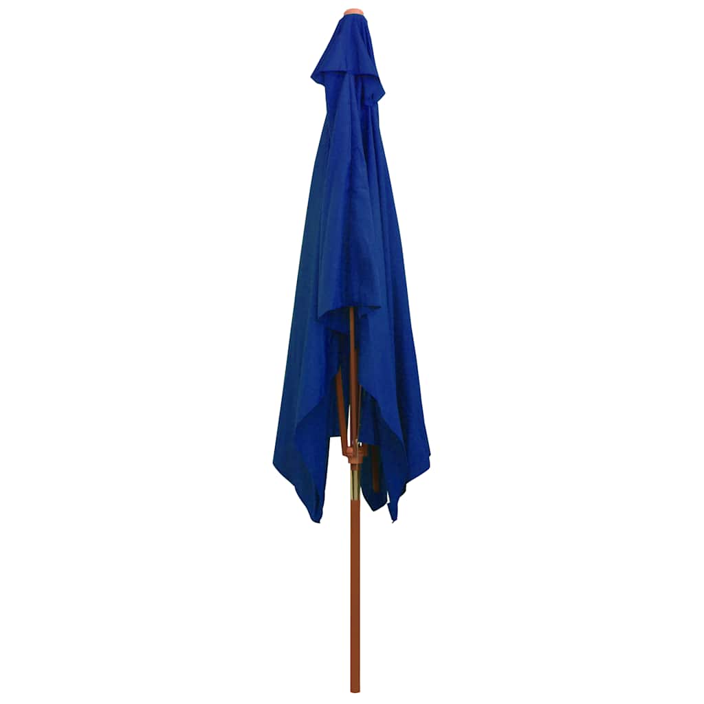Vrtni suncobran s drvenim stupom 200 x 300 cm plavi