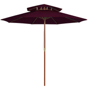 Suncobran s dvije razine i drvenim stupom 270 cm bordo