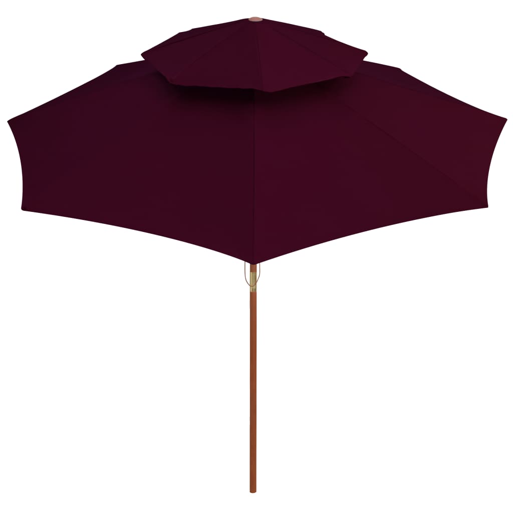 Suncobran s dvije razine i drvenim stupom 270 cm bordo