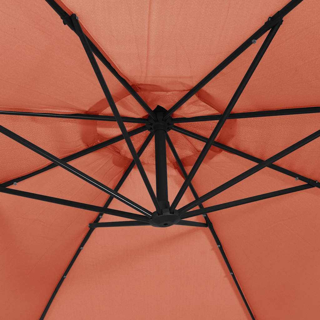 Konzolni vrtni suncobran LED s čeličnim stupom terakota