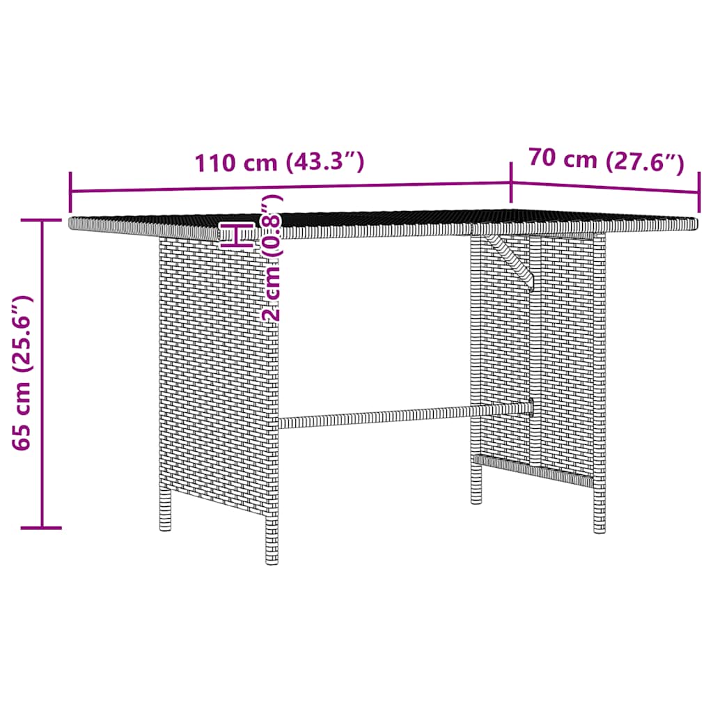 Vrtni blagovaonski stol sivi 110 x 70 x 65 cm od poliratana
