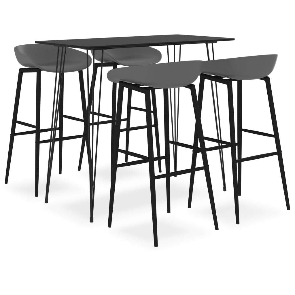 5-dijelni barski set crno-sivi