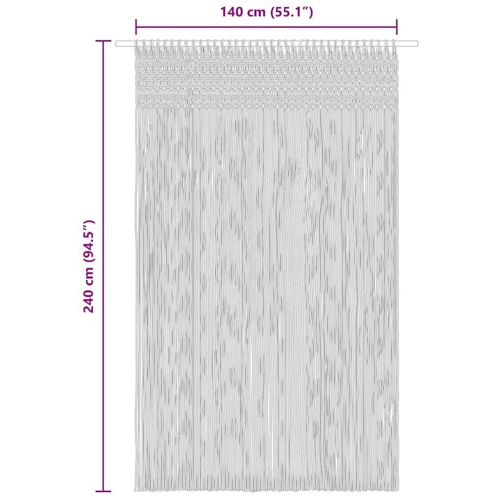 Zavjesa s makrameom smeđe-siva 140 x 240 cm pamučna