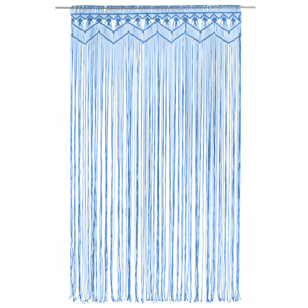 Zavjesa s makrameom plava 140 x 240 cm pamučna