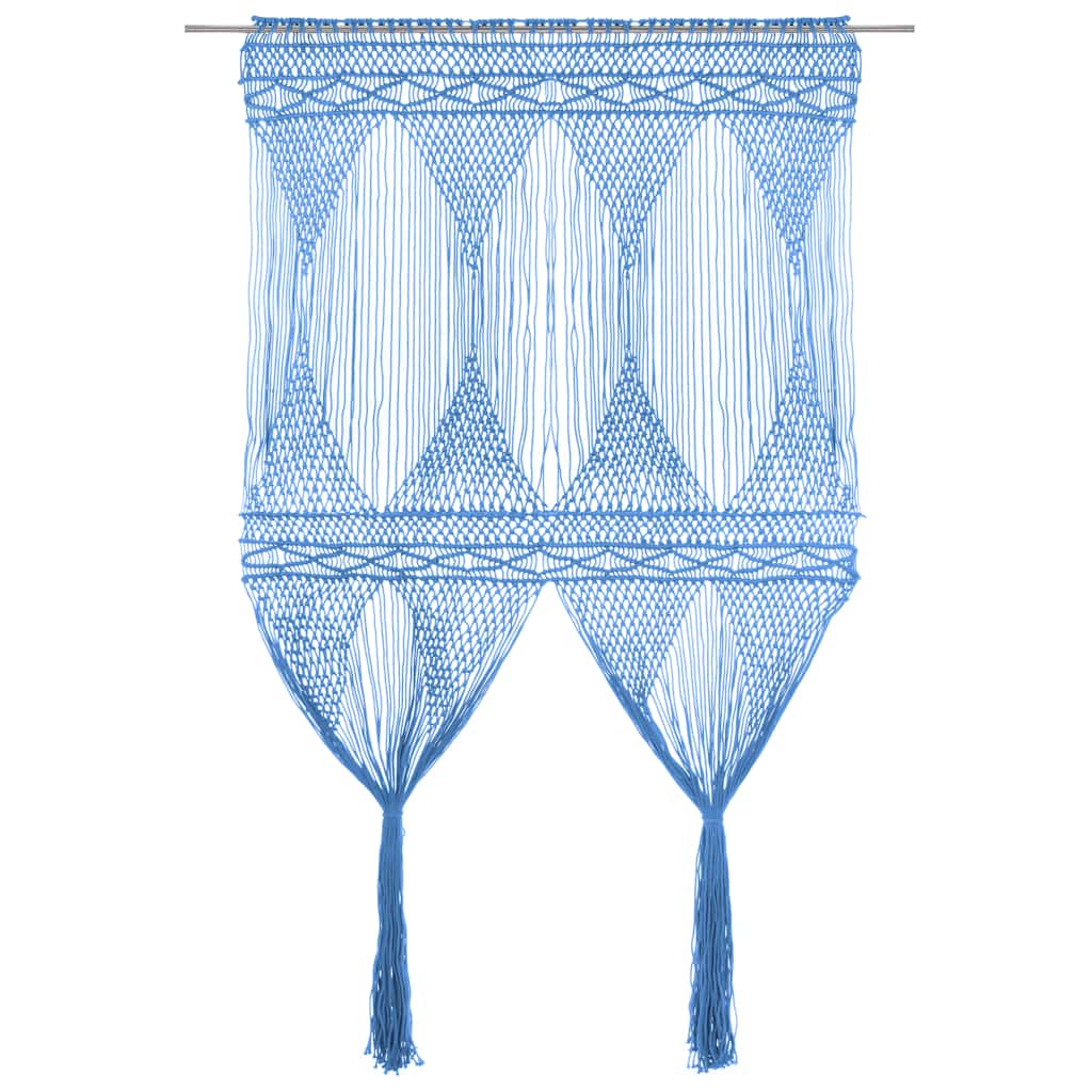 Zavjesa s makrameom plava 140 x 240 cm pamučna