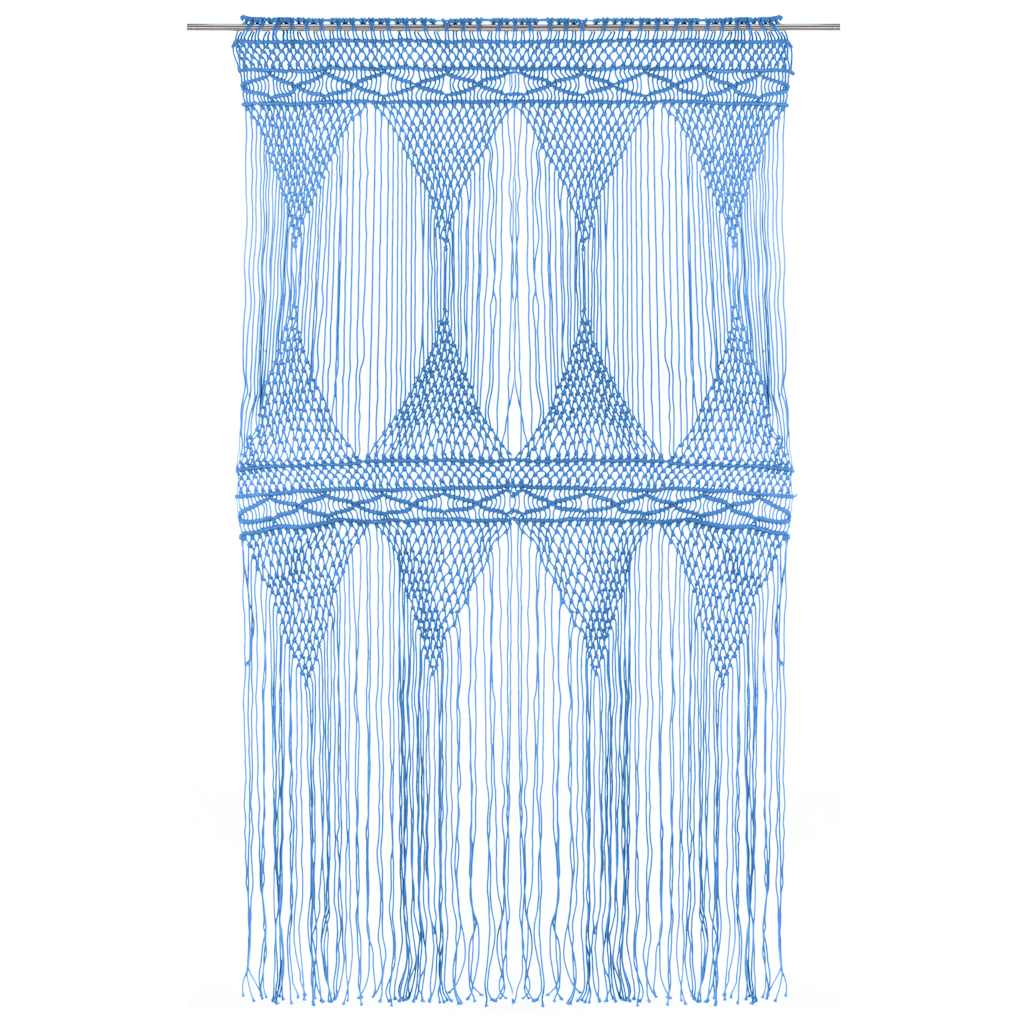 Zavjesa s makrameom plava 140 x 240 cm pamučna