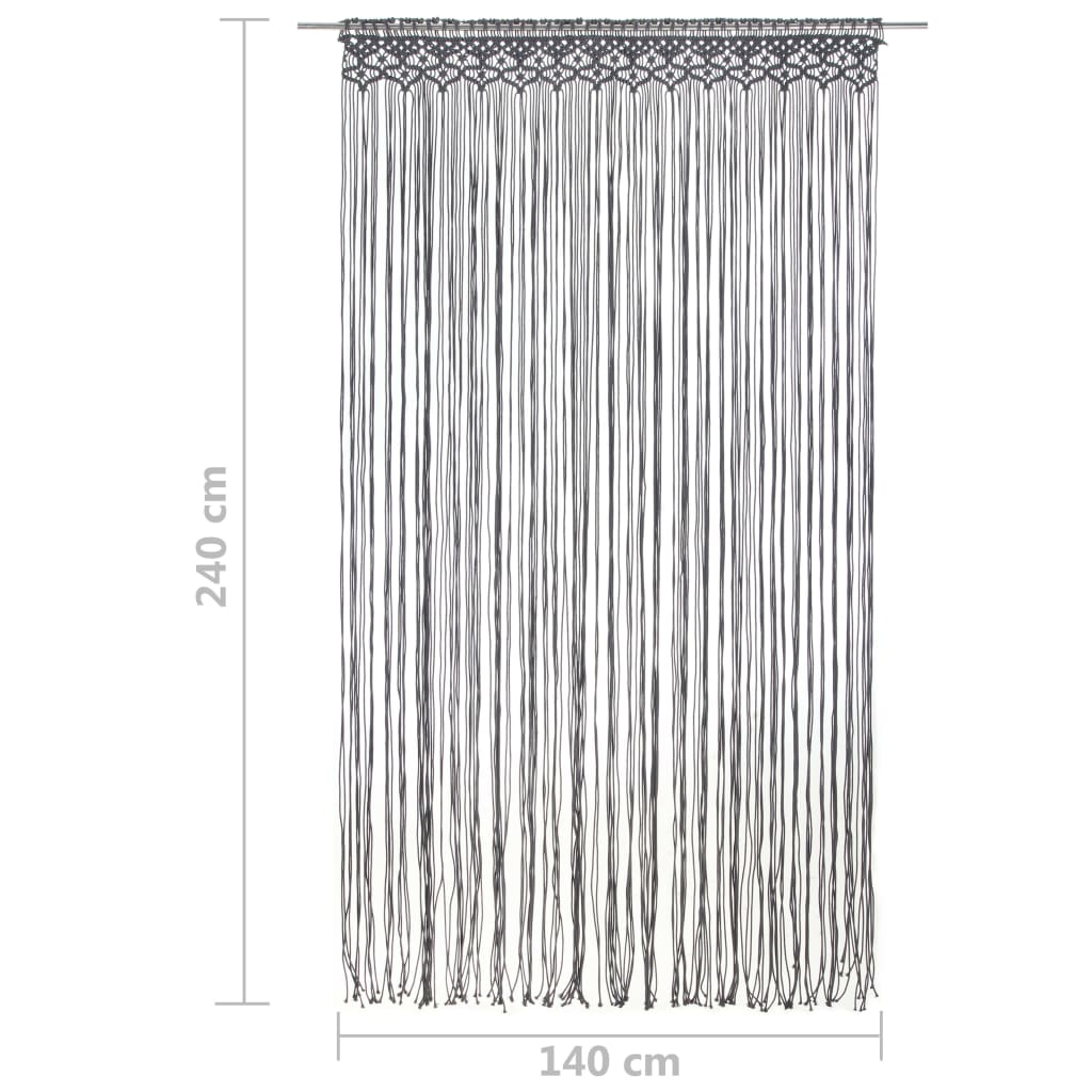 Zavjesa s makrameom antracit 140 x 240 cm pamučna
