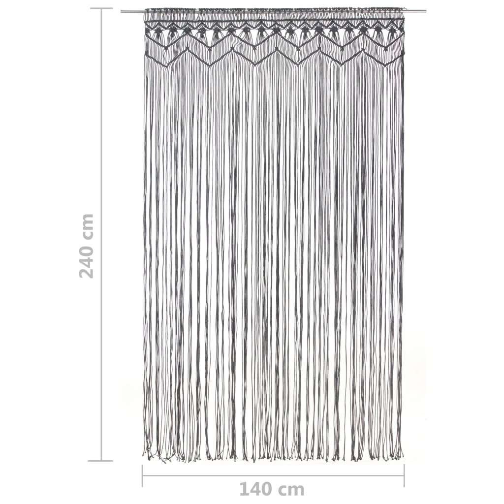 Zavjesa s makrameom antracit 140 x 240 cm pamučna