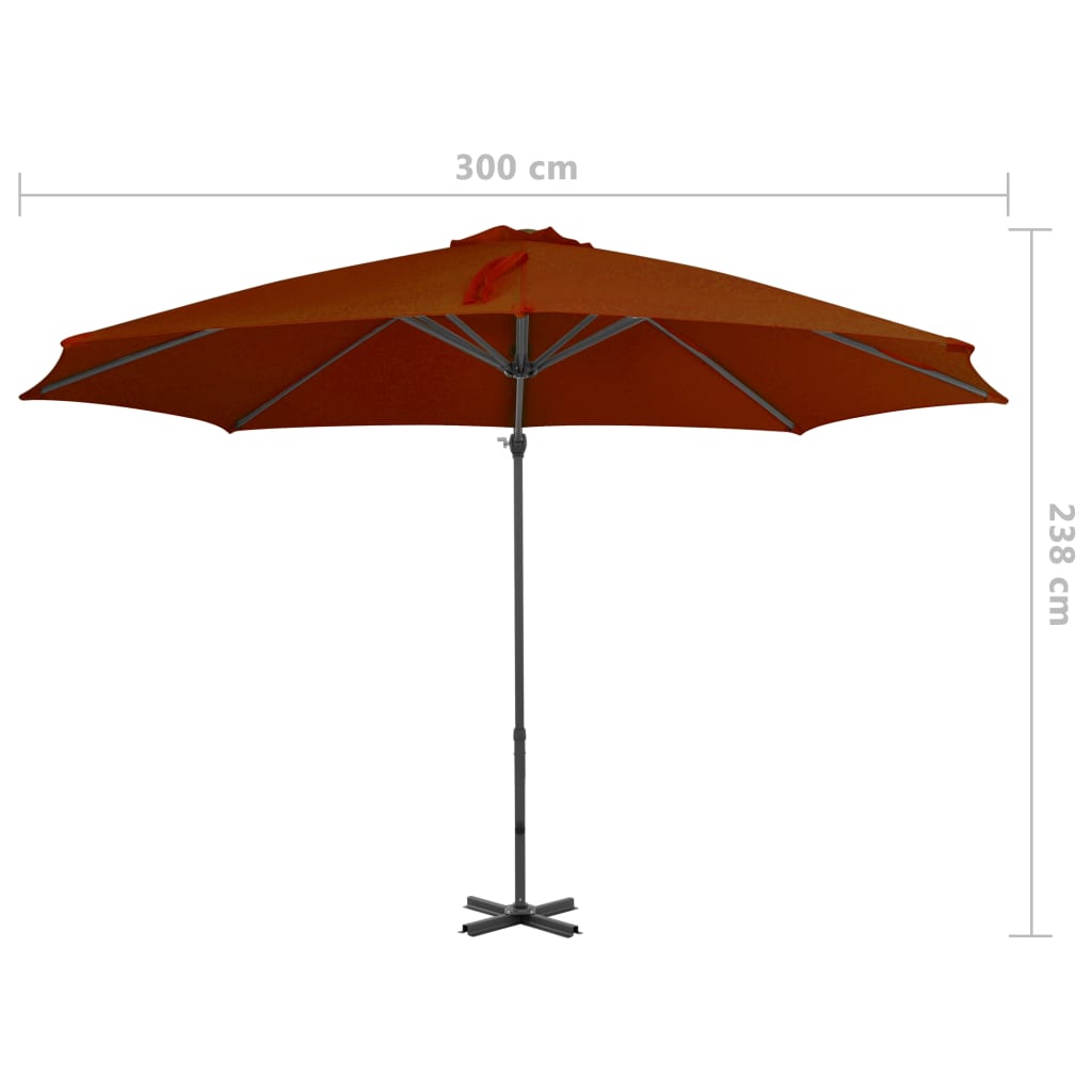 Konzolni vrtni suncobran s aluminijskim stupom 300 cm terakota